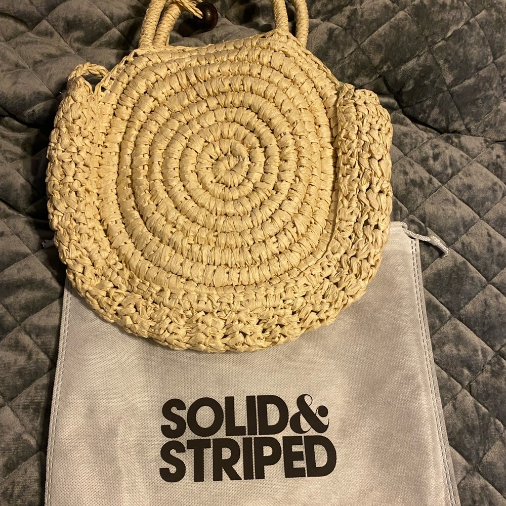 Solid & Stripe Straw Bag - image 1